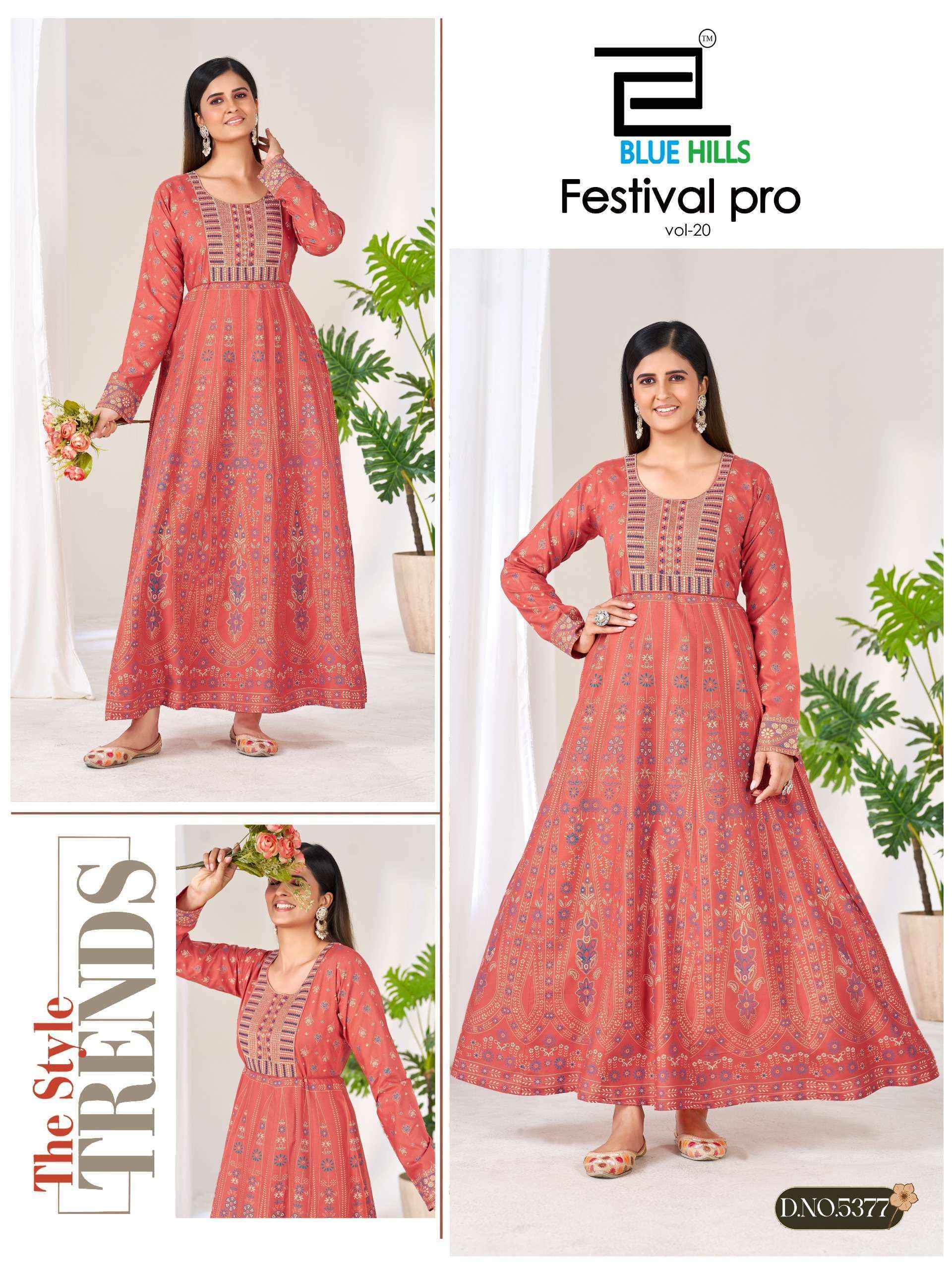 Blue Hills Festival Pro Vol 20 Rayon Anarkali Gown  _ Surat Wholesale Shop ( 6 Pcs Catalog )