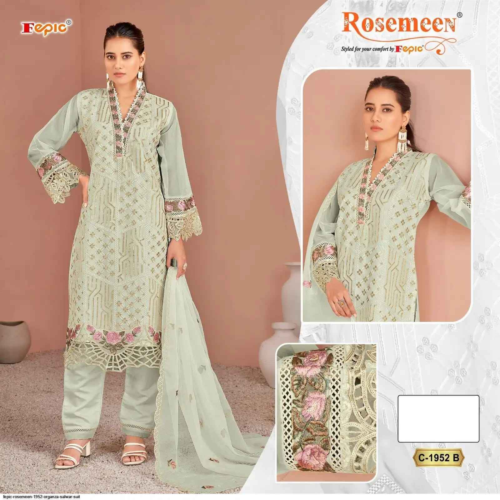 Fepic Rosemeen 1952 Organza Salwar Suit _ Surat textile Wholesale Price ( 4 Pcs catalog )