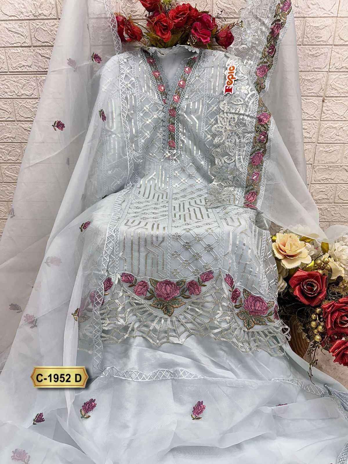 Fepic Rosemeen 1952 Organza Salwar Suit _ Surat textile Wholesale Price ( 4 Pcs catalog )