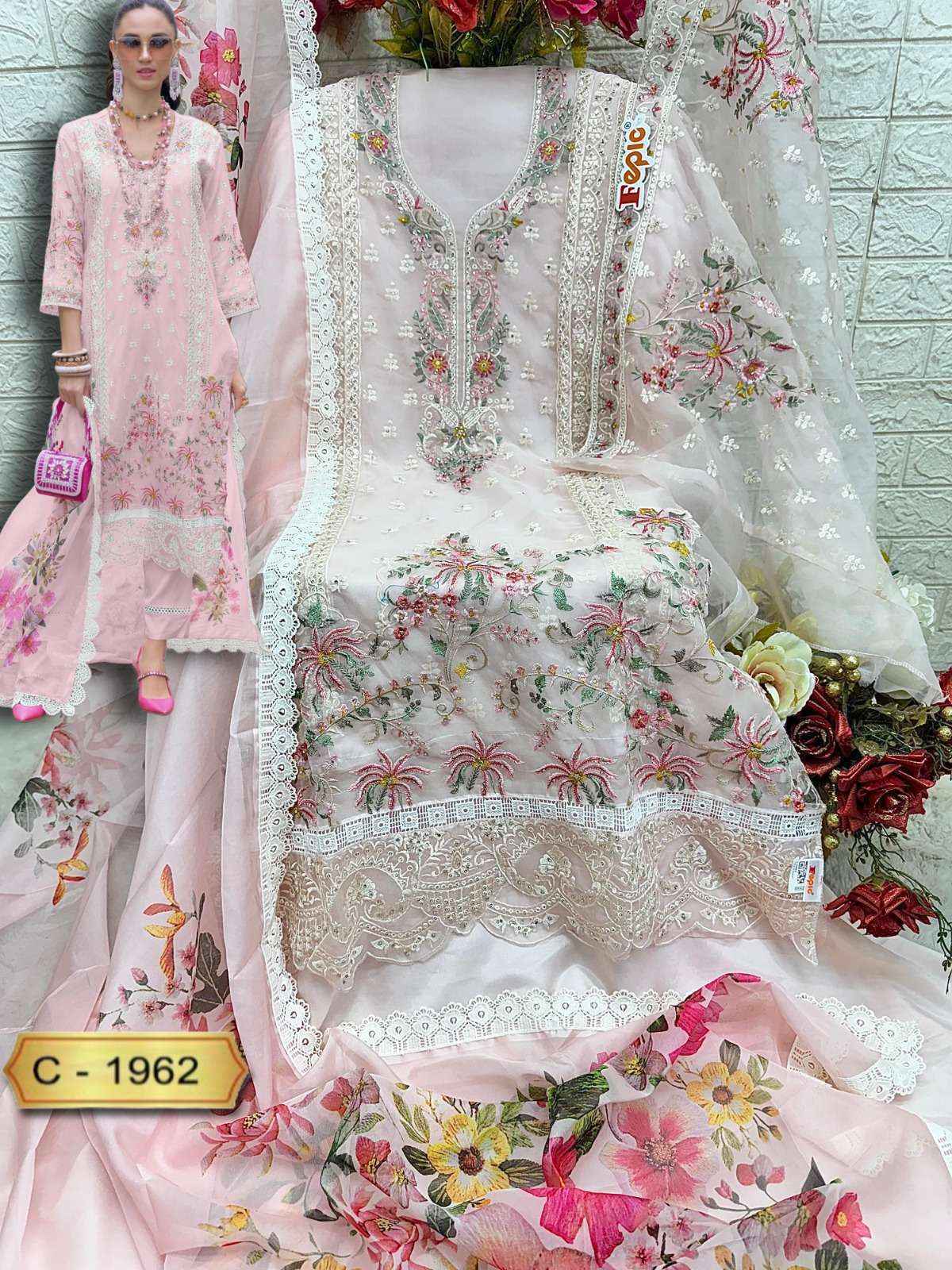 Fepic Rosemeen 1962 Organza Salwar Suit _ Surat Textile Wholesale Price ( 3 Pcs Catalog )