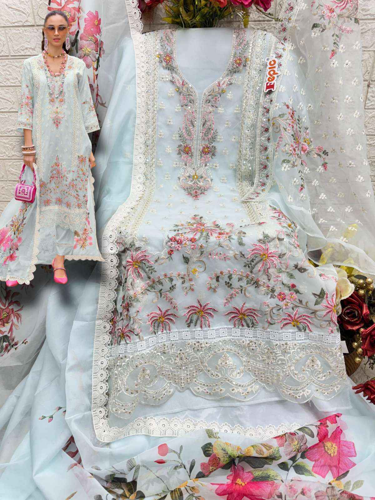 Fepic Rosemeen 1962 Organza Salwar Suit _ Surat Textile Wholesale Price ( 3 Pcs Catalog )