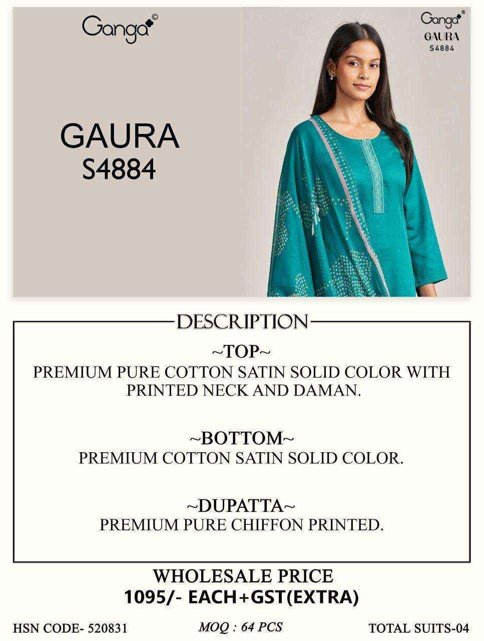 Ganga Fashion Gaura 4884 Pure Cotton Salwar Suit _ Wholesale Catalogue Surat ( 4 Pcs Catalog )