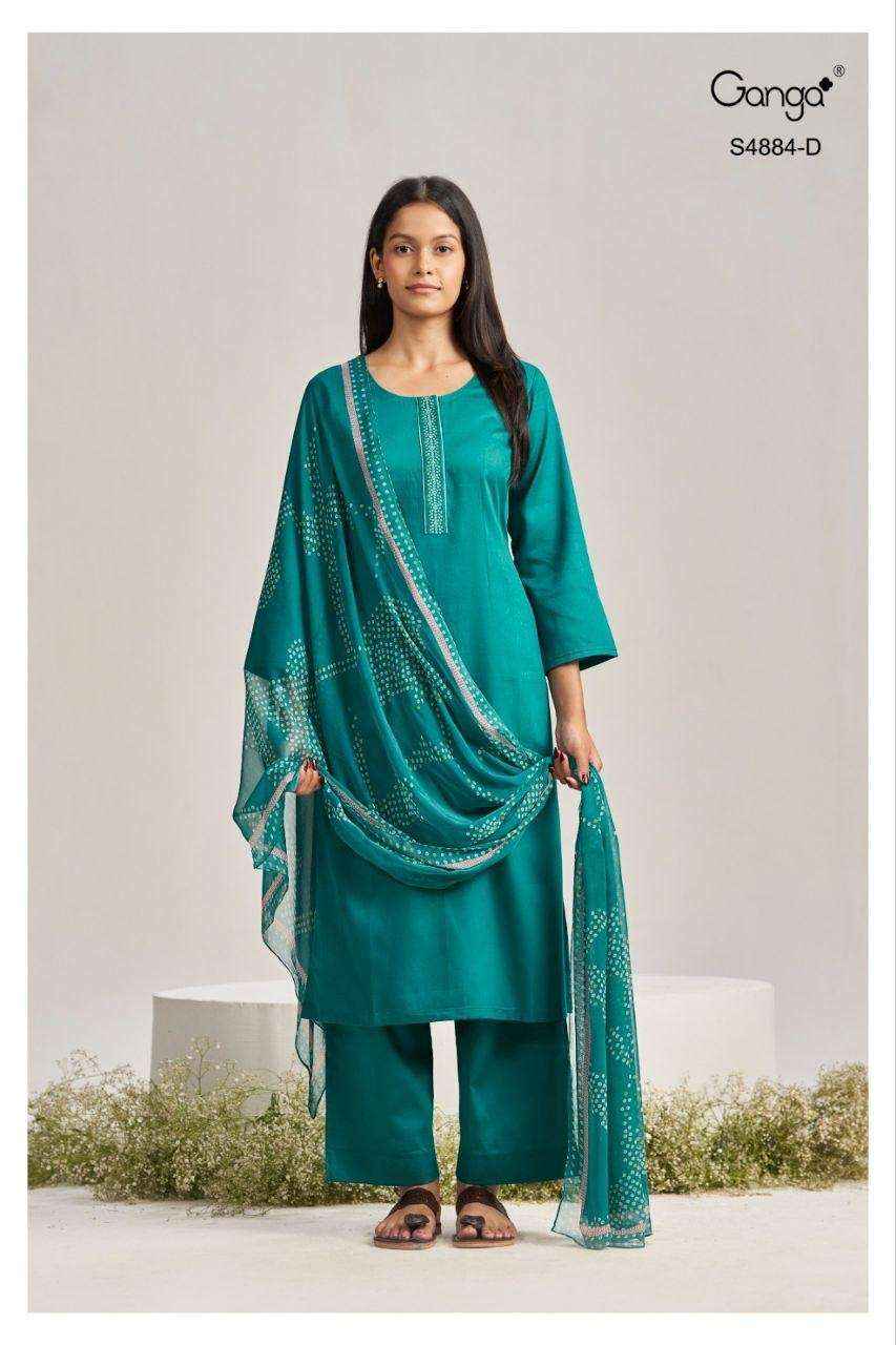 Ganga Fashion Gaura 4884 Pure Cotton Salwar Suit _ Wholesale Catalogue Surat ( 4 Pcs Catalog )