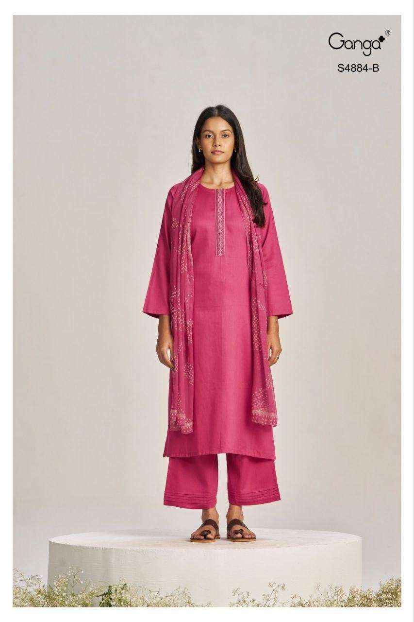 Ganga Fashion Gaura 4884 Pure Cotton Salwar Suit _ Wholesale Catalogue Surat ( 4 Pcs Catalog )