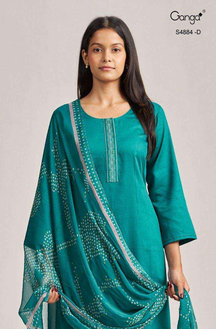 Ganga Fashion Gaura 4884 Pure Cotton Salwar Suit _ Wholesale Catalogue Surat ( 4 Pcs Catalog )