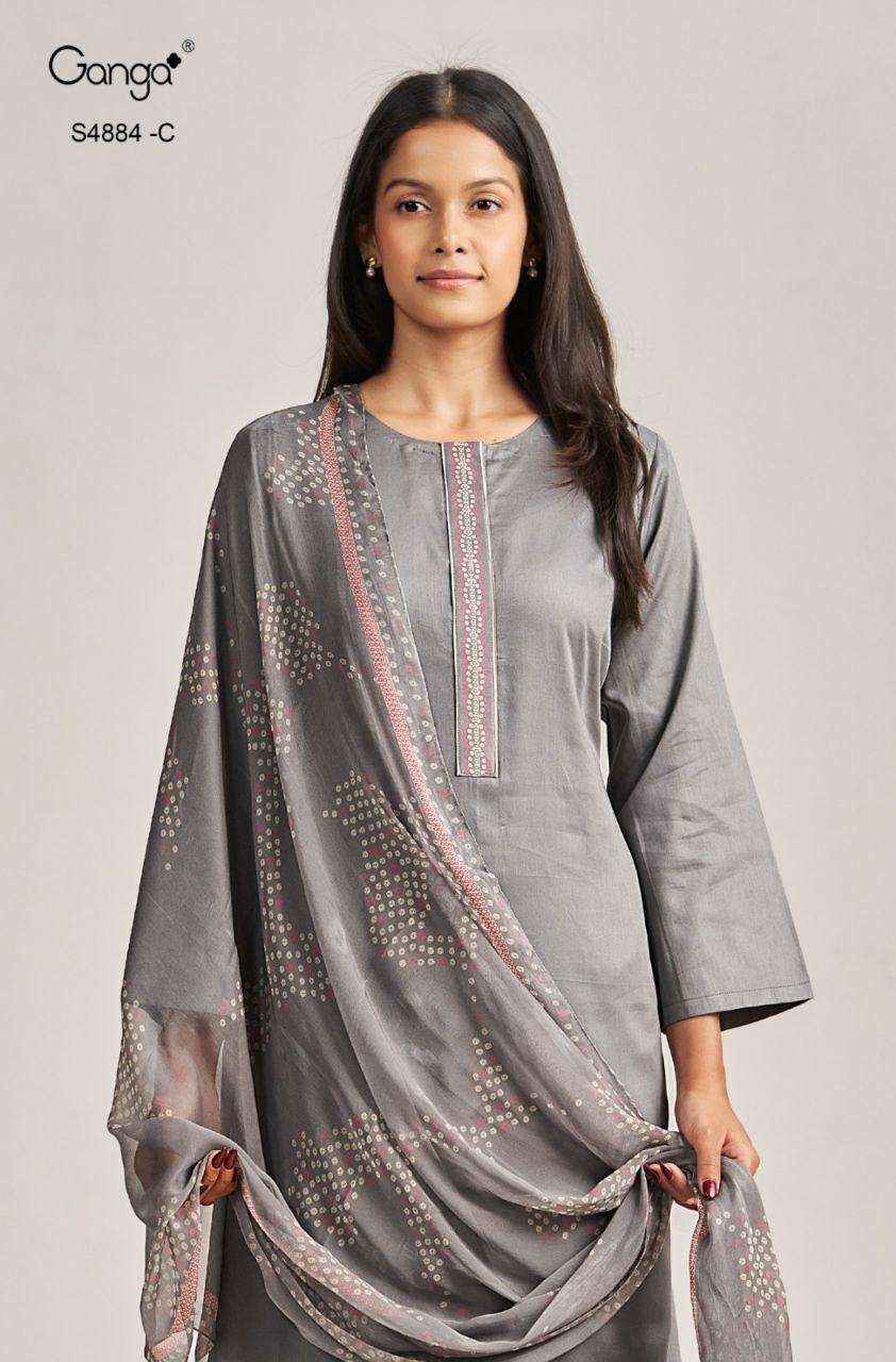 Ganga Fashion Gaura 4884 Pure Cotton Salwar Suit _ Wholesale Catalogue Surat ( 4 Pcs Catalog )
