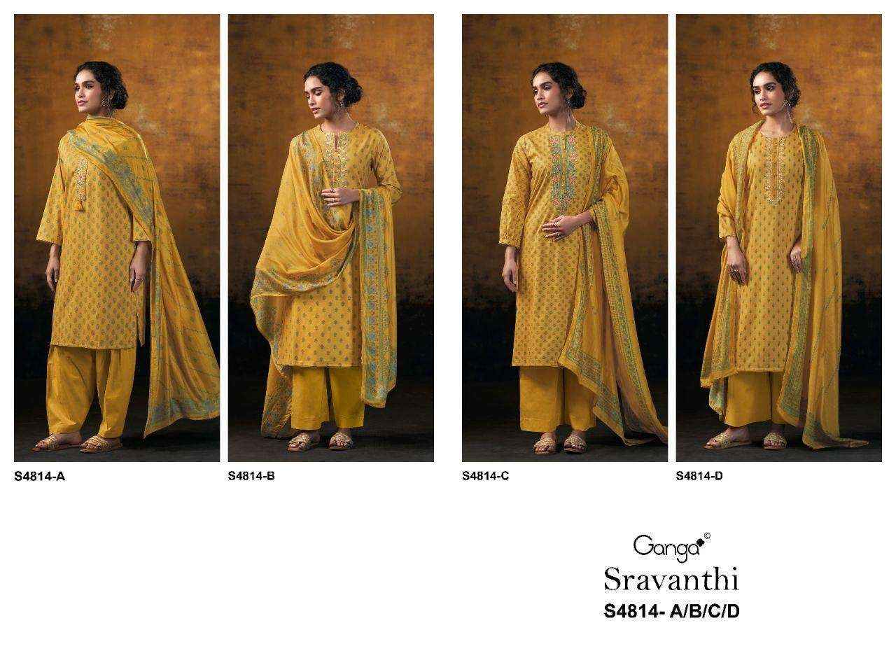 Ganga Fashion Sravanthi 4814 Exclusive Fancy Cotton Suit _ Surat Wholesale Market Price ( 4 Pcs Catalog )