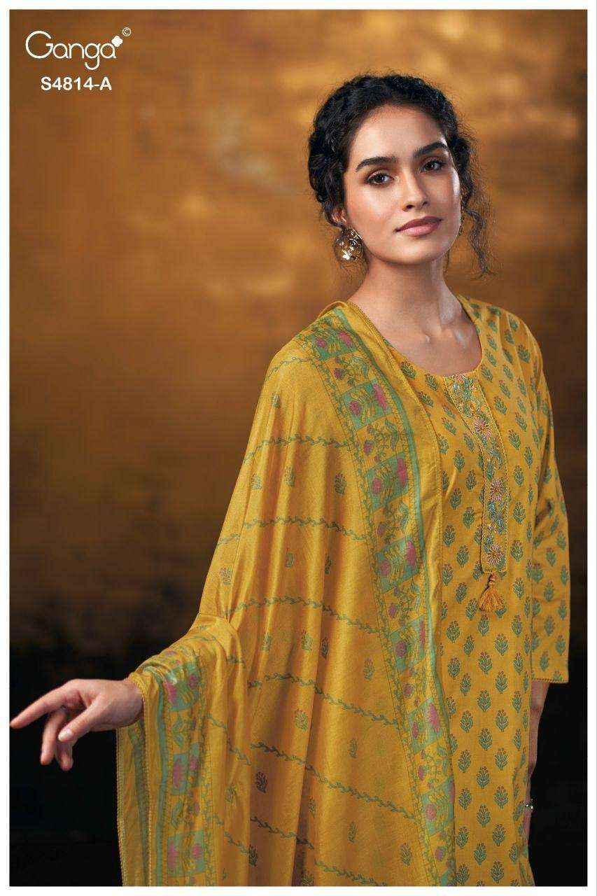 Ganga Fashion Sravanthi 4814 Exclusive Fancy Cotton Suit _ Surat Wholesale Market Price ( 4 Pcs Catalog )