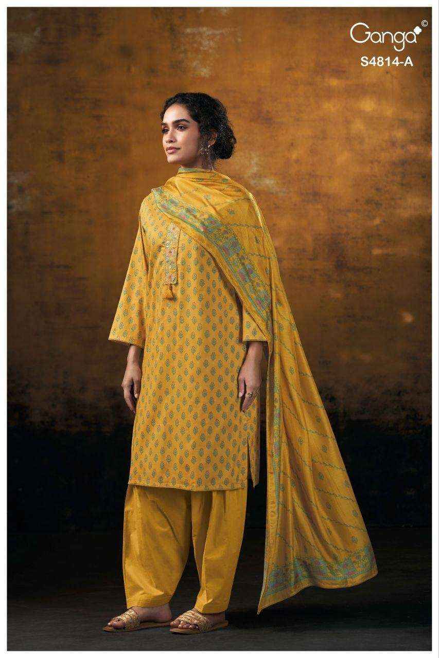 Ganga Fashion Sravanthi 4814 Exclusive Fancy Cotton Suit _ Surat Wholesale Market Price ( 4 Pcs Catalog )