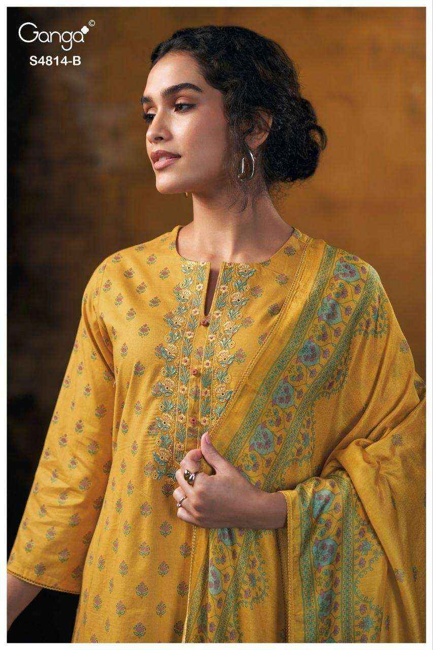 Ganga Fashion Sravanthi 4814 Exclusive Fancy Cotton Suit _ Surat Wholesale Market Price ( 4 Pcs Catalog )