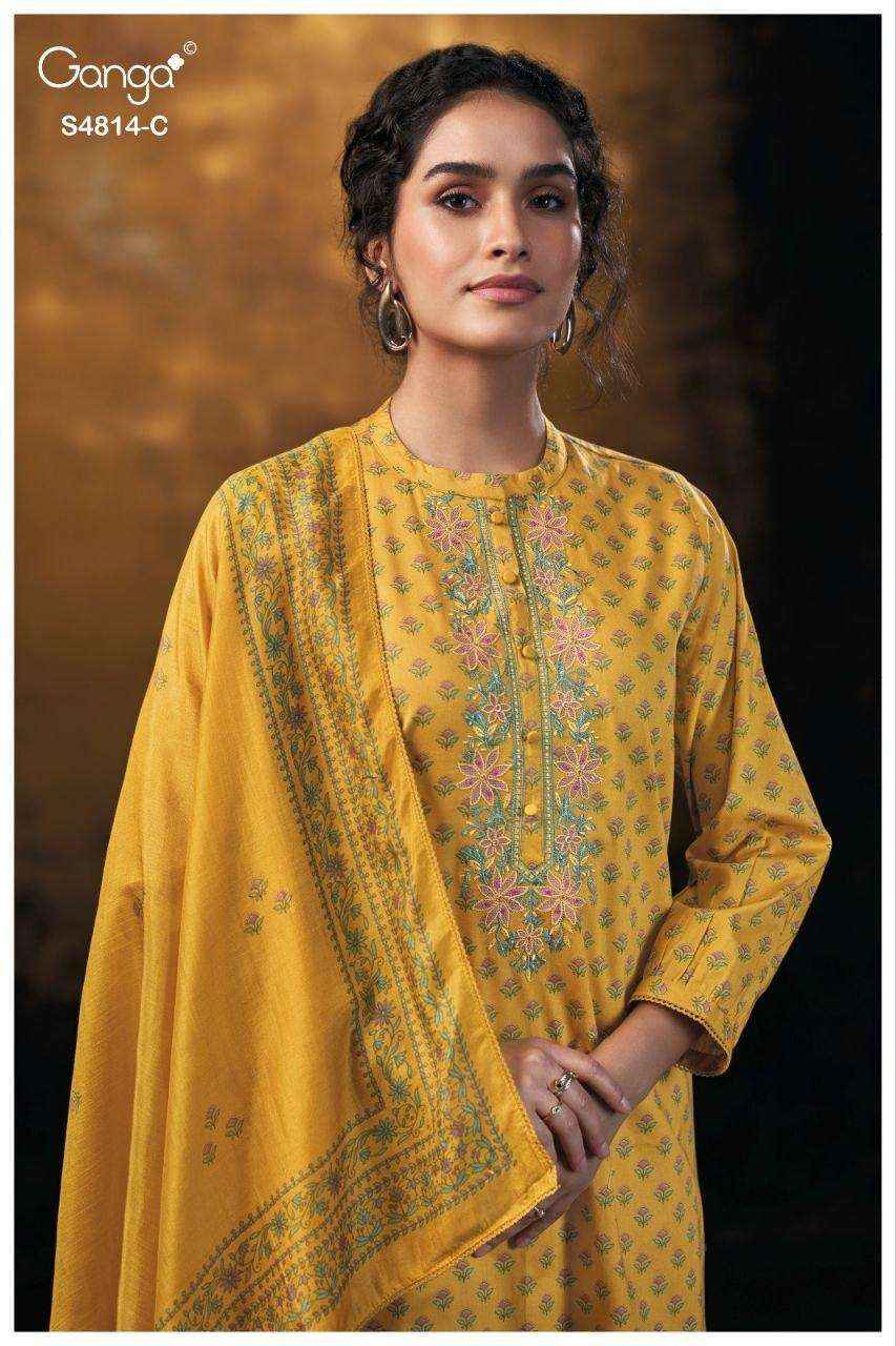 Ganga Fashion Sravanthi 4814 Exclusive Fancy Cotton Suit _ Surat Wholesale Market Price ( 4 Pcs Catalog )