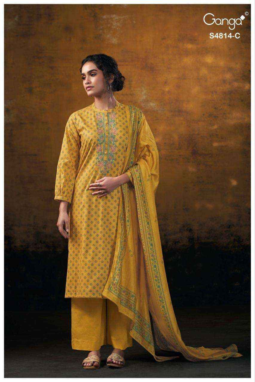Ganga Fashion Sravanthi 4814 Exclusive Fancy Cotton Suit _ Surat Wholesale Market Price ( 4 Pcs Catalog )