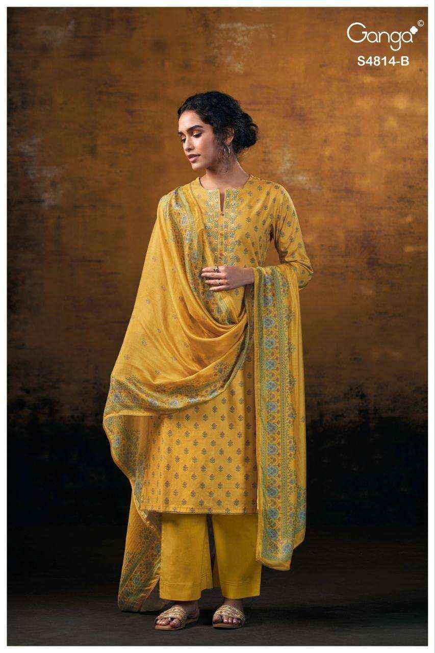Ganga Fashion Sravanthi 4814 Exclusive Fancy Cotton Suit _ Surat Wholesale Market Price ( 4 Pcs Catalog )