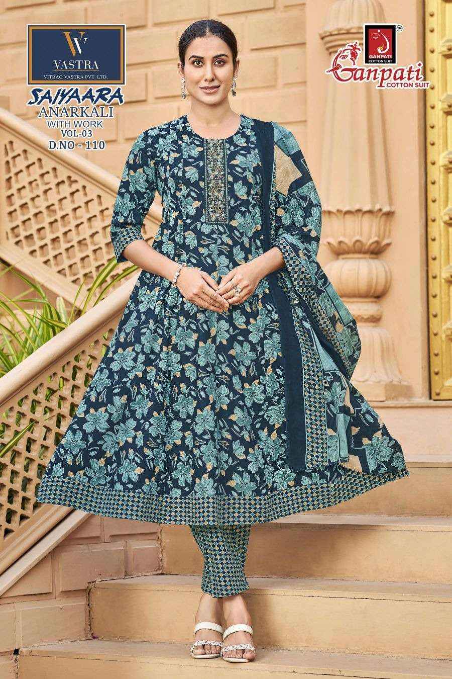 Ganpati Saiyaara Vol 3 Pure Cotton Anarkali Suit 3 Piece _ Surat Wholesale Market Price ( 12 Pcs Catalog )