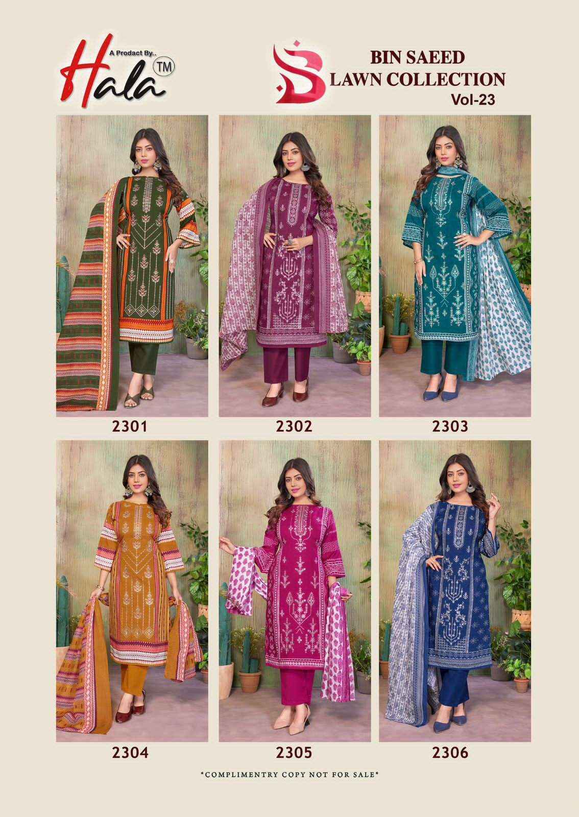 Hala Bin Saeed Vol 23 Unstitch Cotton Ladies Dress _ Surat Wholesale Market Price ( 6 Pcs Catalog )