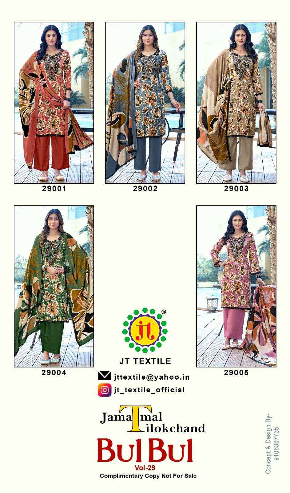 Jt Bulbul Vol 29 Rayon Premium Wear Ladies Dress Wholesale Surat Rate ( 5 Pcs Catalog )