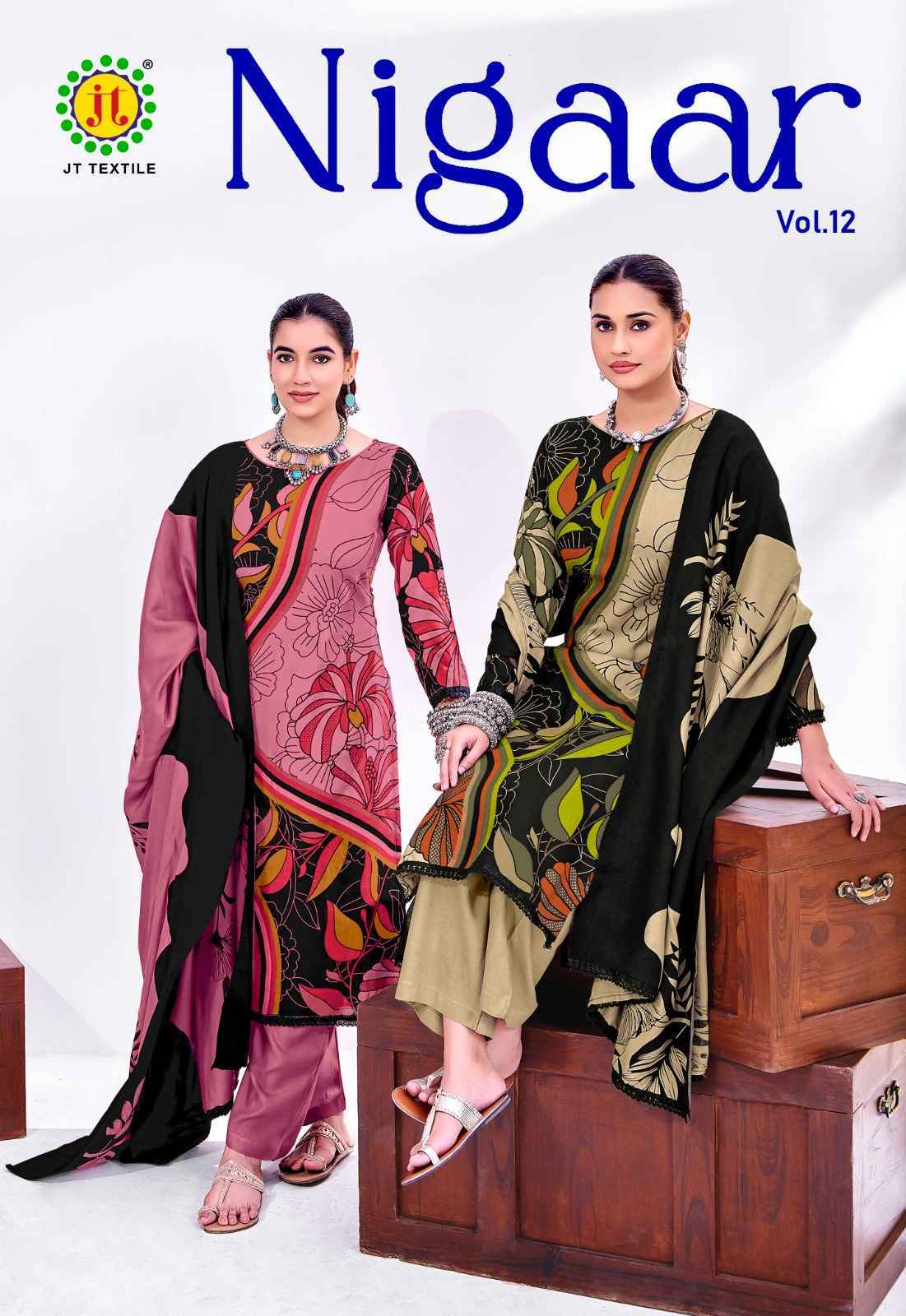 Jt Nigaar Vol 12 Rayon Salwar Kameez _ Clothes Wholesale Website ( 5 Pcs Catalog )