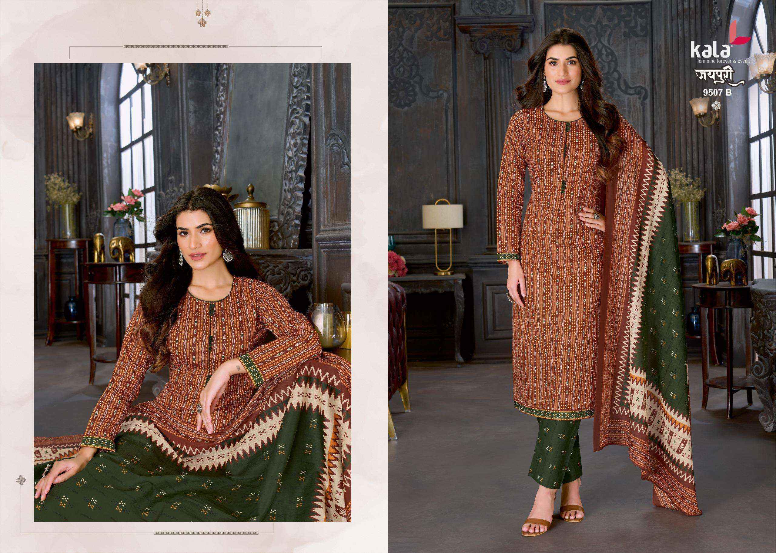 Kala Jaipuri Vol 10 Cotton Salwar Kameez _ Wholesale Supplier Surat ( 12 Pcs Catalog )