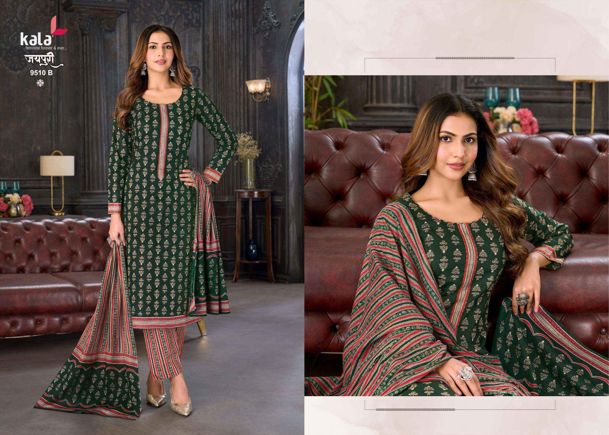 Kala Jaipuri Vol 10 Cotton Salwar Kameez _ Wholesale Supplier Surat ( 12 Pcs Catalog )