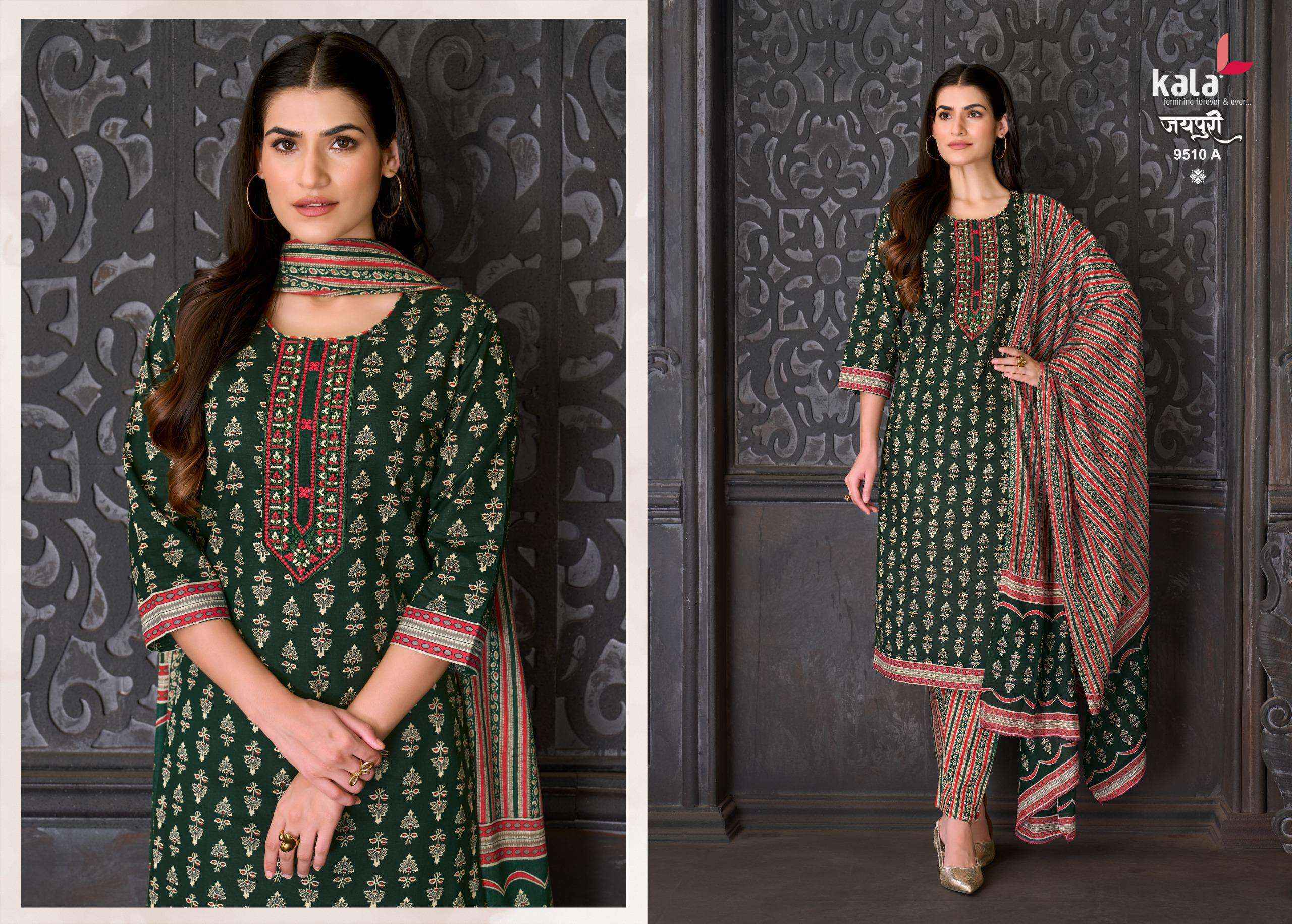Kala Jaipuri Vol 10 Readymade Cotton Dress _ Surat Wholesale Market Price ( 12 Pcs Catalog )