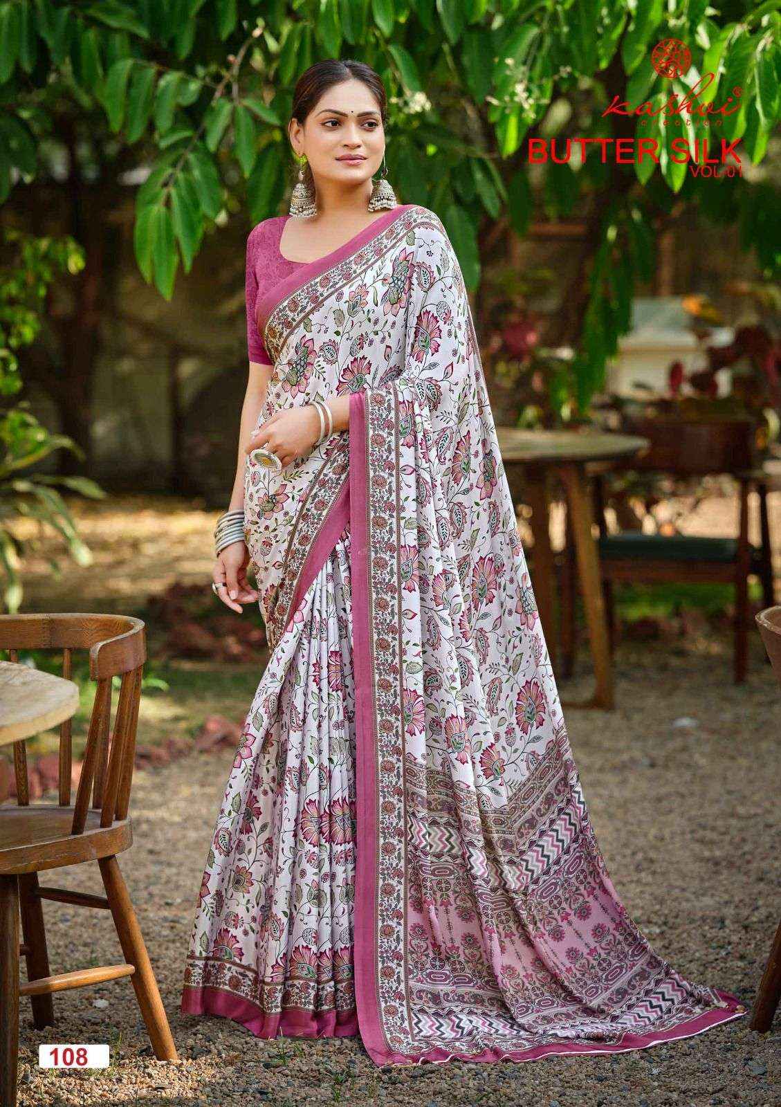 Kashvi Butter Silk Vol 1 Silk Crepe Saree Exporter _ Wholesale Supplier Surat ( 8 Pcs Catalog )