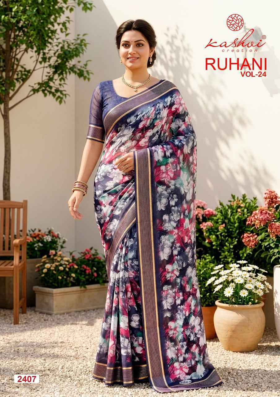 Kashvi Ruhani Vol 24 Dull Moss Saree, Wholesale Saree Dealer ( 8 pcs Catalogue )