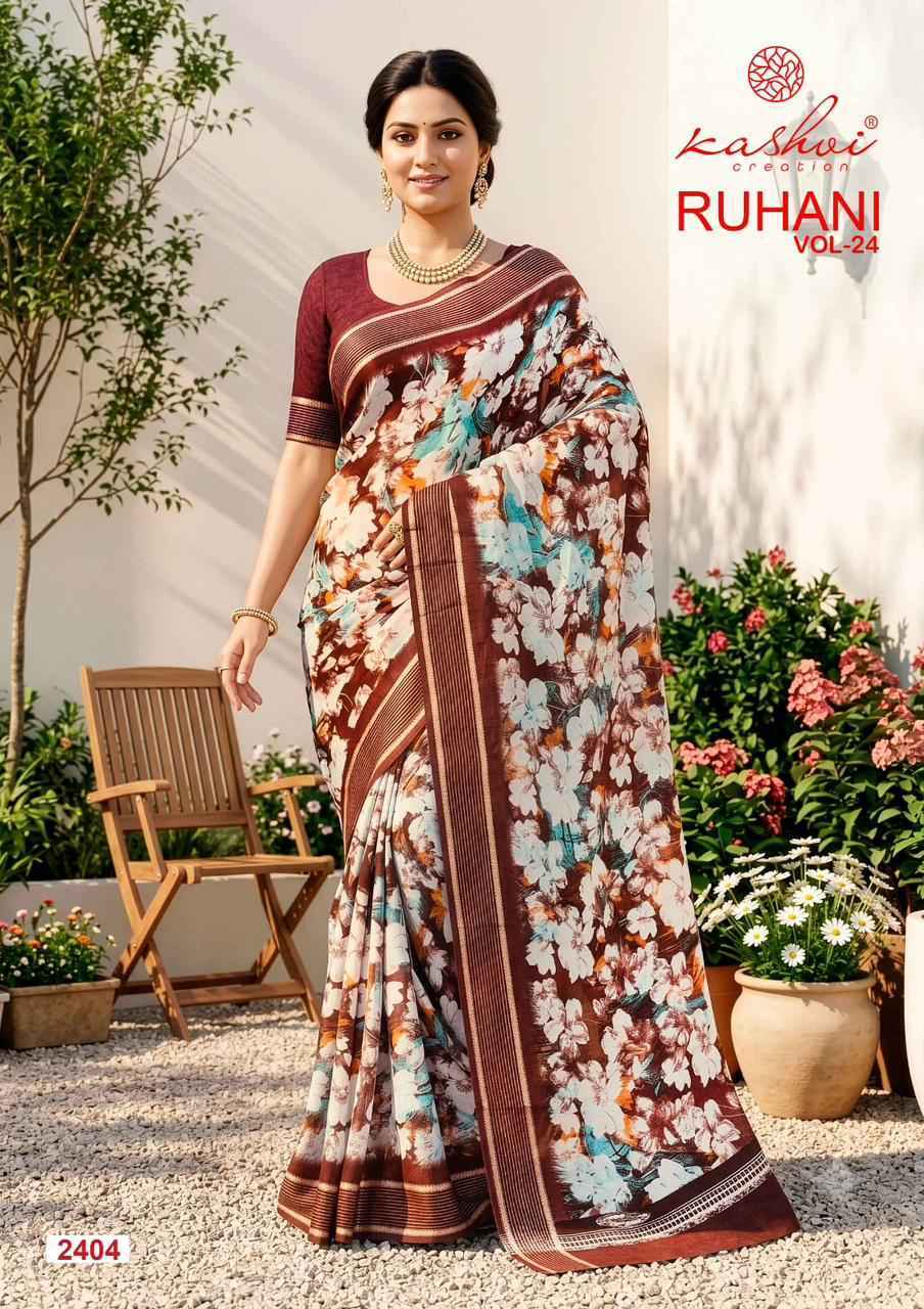 Kashvi Ruhani Vol 24 Dull Moss Saree, Wholesale Saree Dealer ( 8 pcs Catalogue )