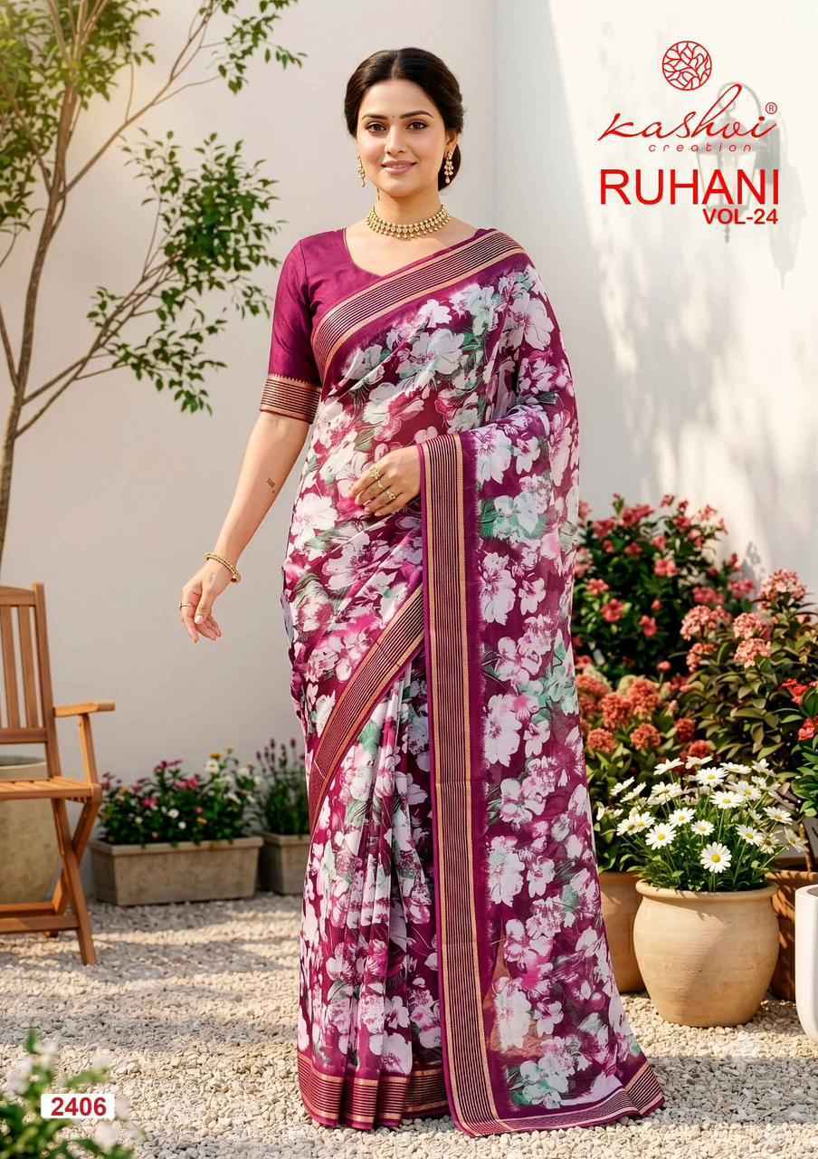 Kashvi Ruhani Vol 24 Dull Moss Saree, Wholesale Saree Dealer ( 8 pcs Catalogue )
