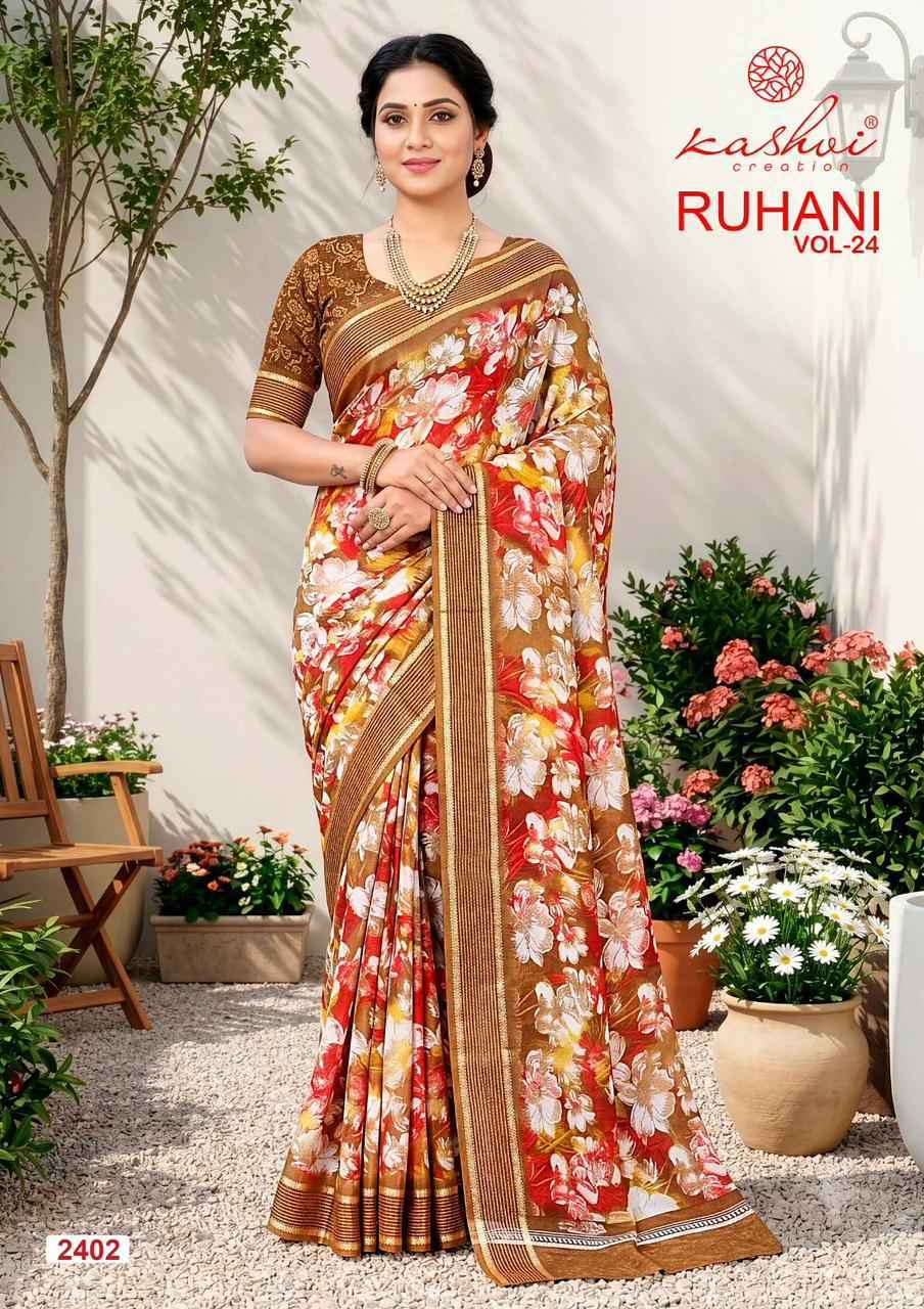 Kashvi Ruhani Vol 24 Dull Moss Saree, Wholesale Saree Dealer ( 8 pcs Catalogue )