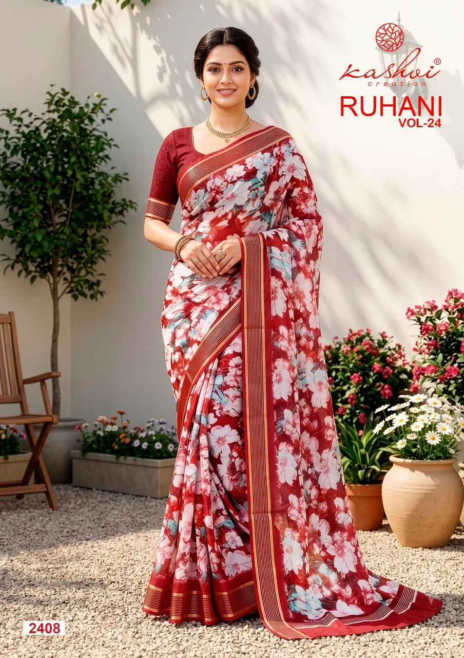 Kashvi Ruhani Vol 24 Dull Moss Saree, Wholesale Saree Dealer ( 8 pcs Catalogue )