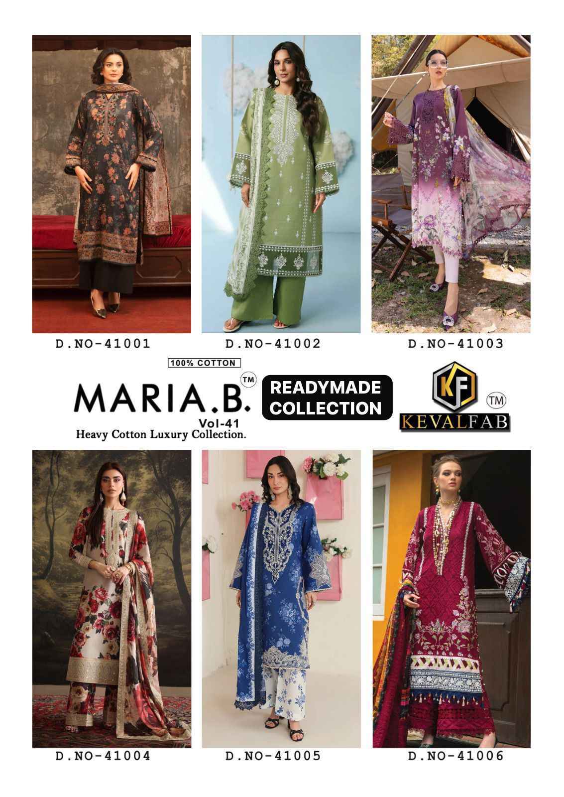 Keval Fab Maria B Vol 41 Readymade Cotton Dress _ Surat Wholesale Market Price ( 6 Pcs Catalog )