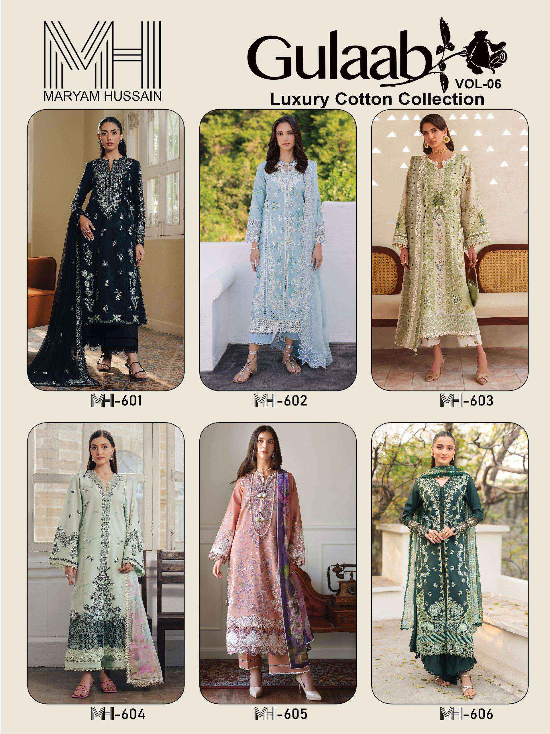 Maryam Hussain Gulaab Vol 6 Dress Material Wholesale Shop Surat ( 6 pc Catalogue )