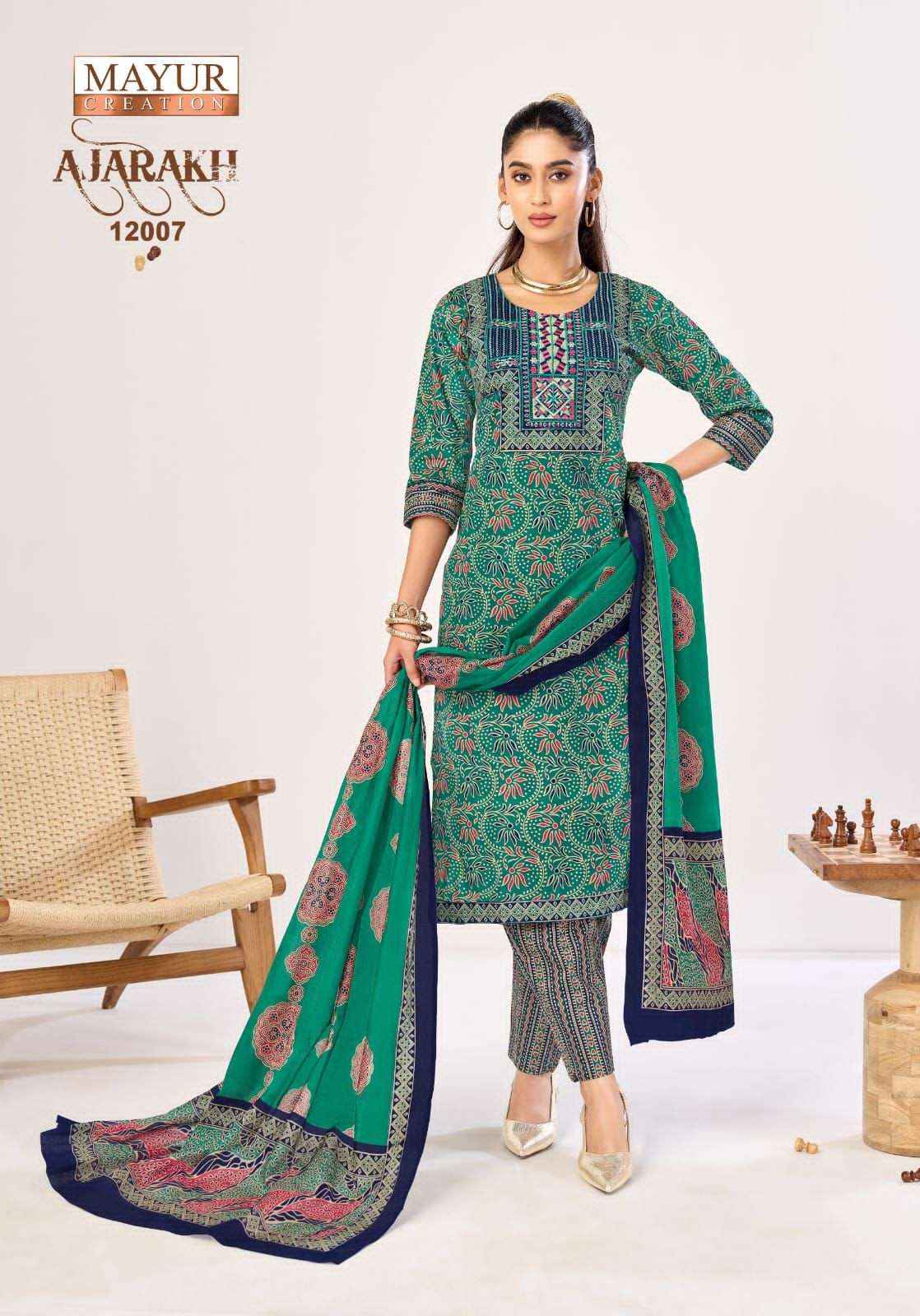 Mayur Ajarakh Vol 12 Printed Cotton Kurti Bottom Dupatta Set _ _ Surat Wholesale Shop ( 10 Pcs Catalog )