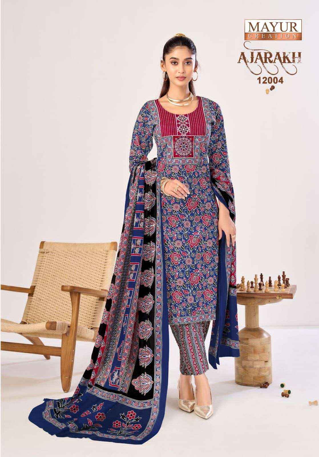 Mayur Ajarakh Vol 12 Printed Cotton Kurti Bottom Dupatta Set _ _ Surat Wholesale Shop ( 10 Pcs Catalog )