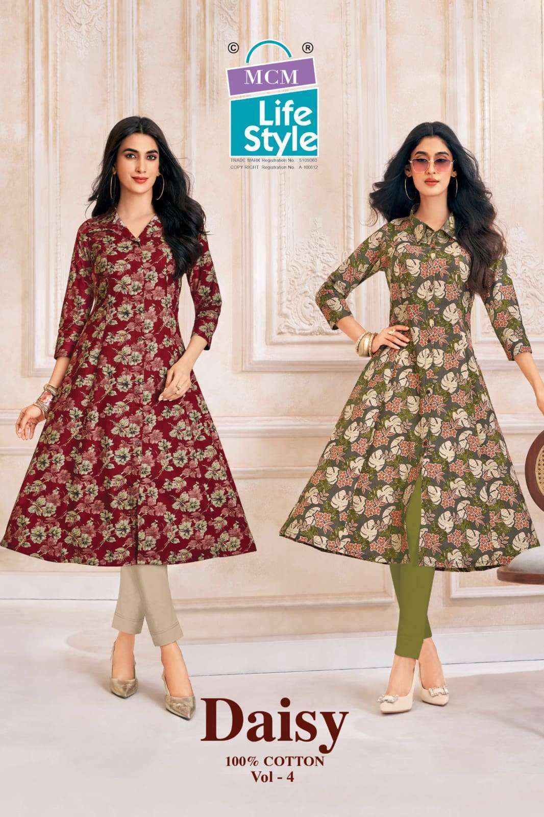 Mcm Lifestyle Daisy Vol 4 Latest Designs A Line Kurta Set Surat Wholesale Market Price ( 10 Pcs Catalog )