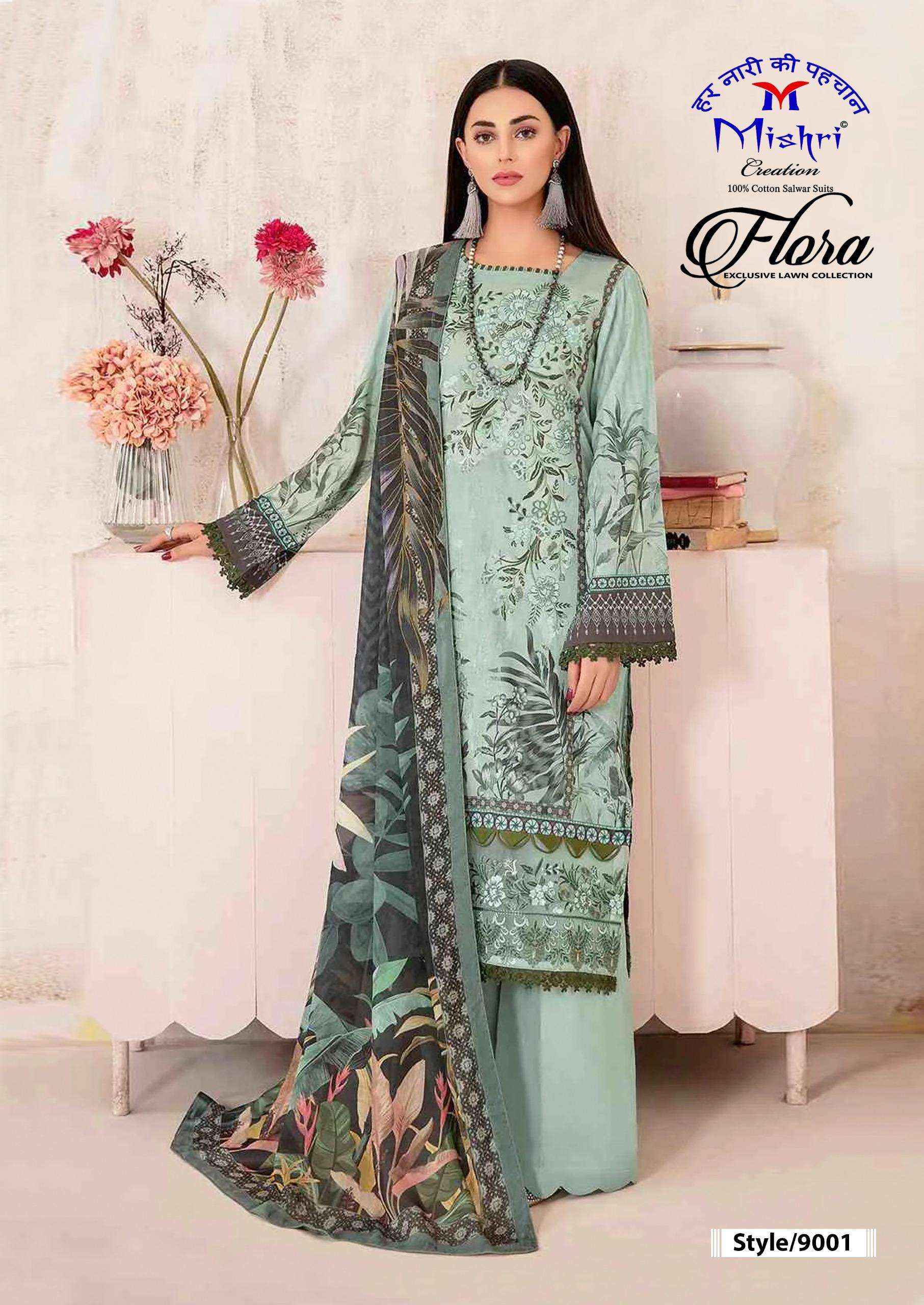 MISHRI CREATION FLORA VOL 9 _ SURAT WHOLESALE TEXTELI PRICE ( 6 PCS CATALOG )