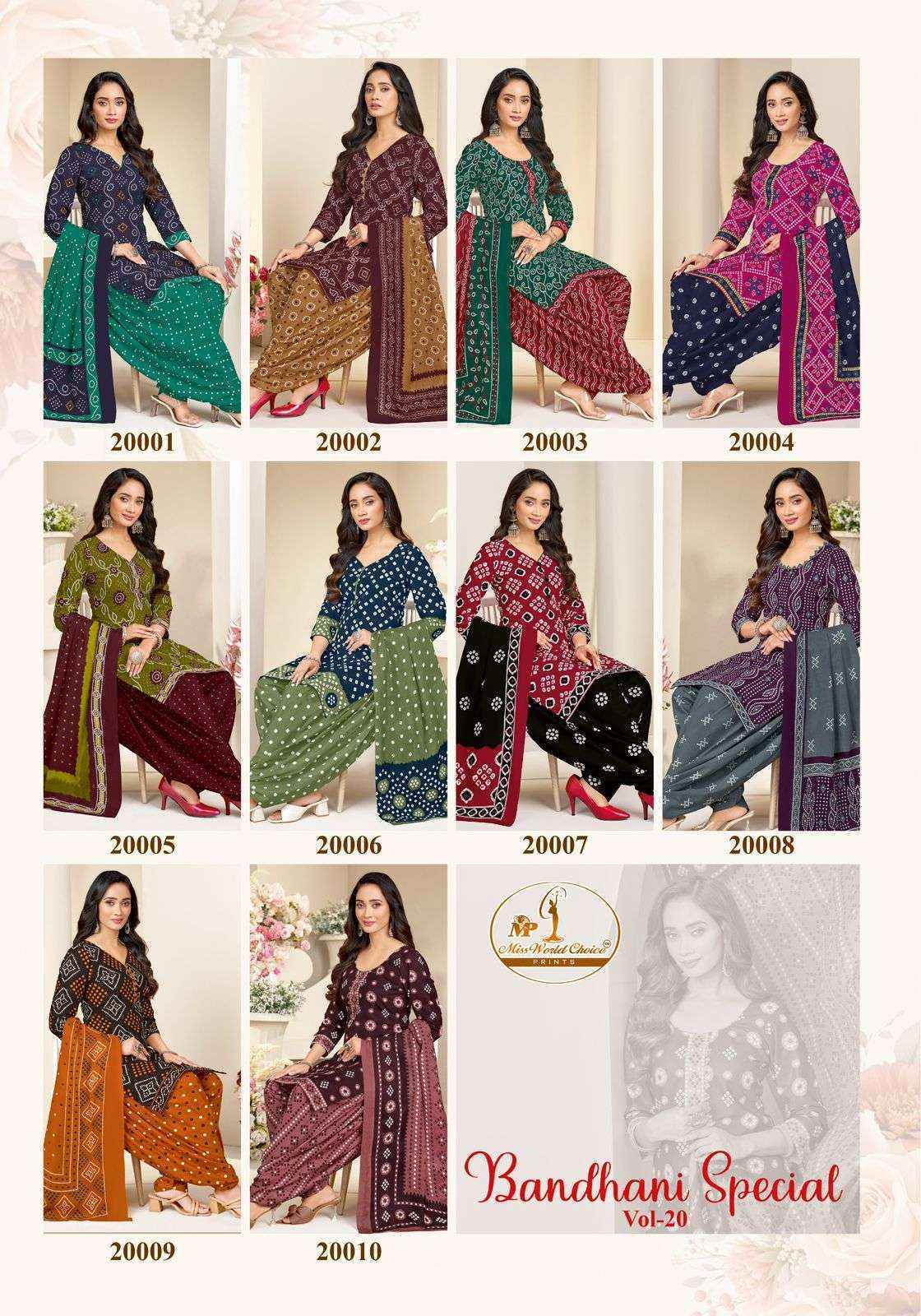 Miss World Choice Bandhni Special Vol 20 Readymade Cotton Dress Surat Wholesale Market Price ( 10 Pcs Catalog )
