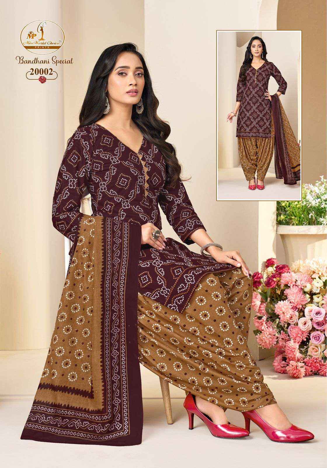 Miss World Choice Bandhni Special Vol 20 Readymade Cotton Dress Surat Wholesale Market Price ( 10 Pcs Catalog )
