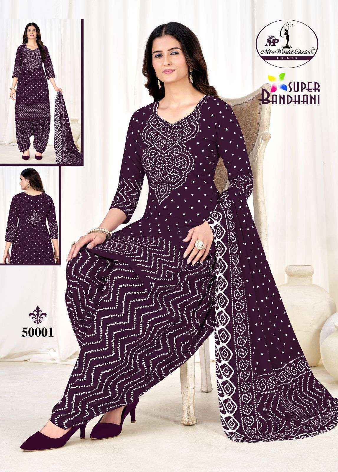Miss World Choice Super Bandhani Vol 50 Cotton Dress Surat Wholesale Price ( 10 Pcs Catalog ) 