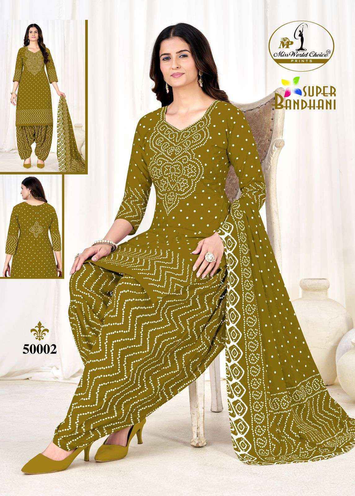 Miss World Choice Super Bandhani Vol 50 Cotton Dress Surat Wholesale Price ( 10 Pcs Catalog ) 
