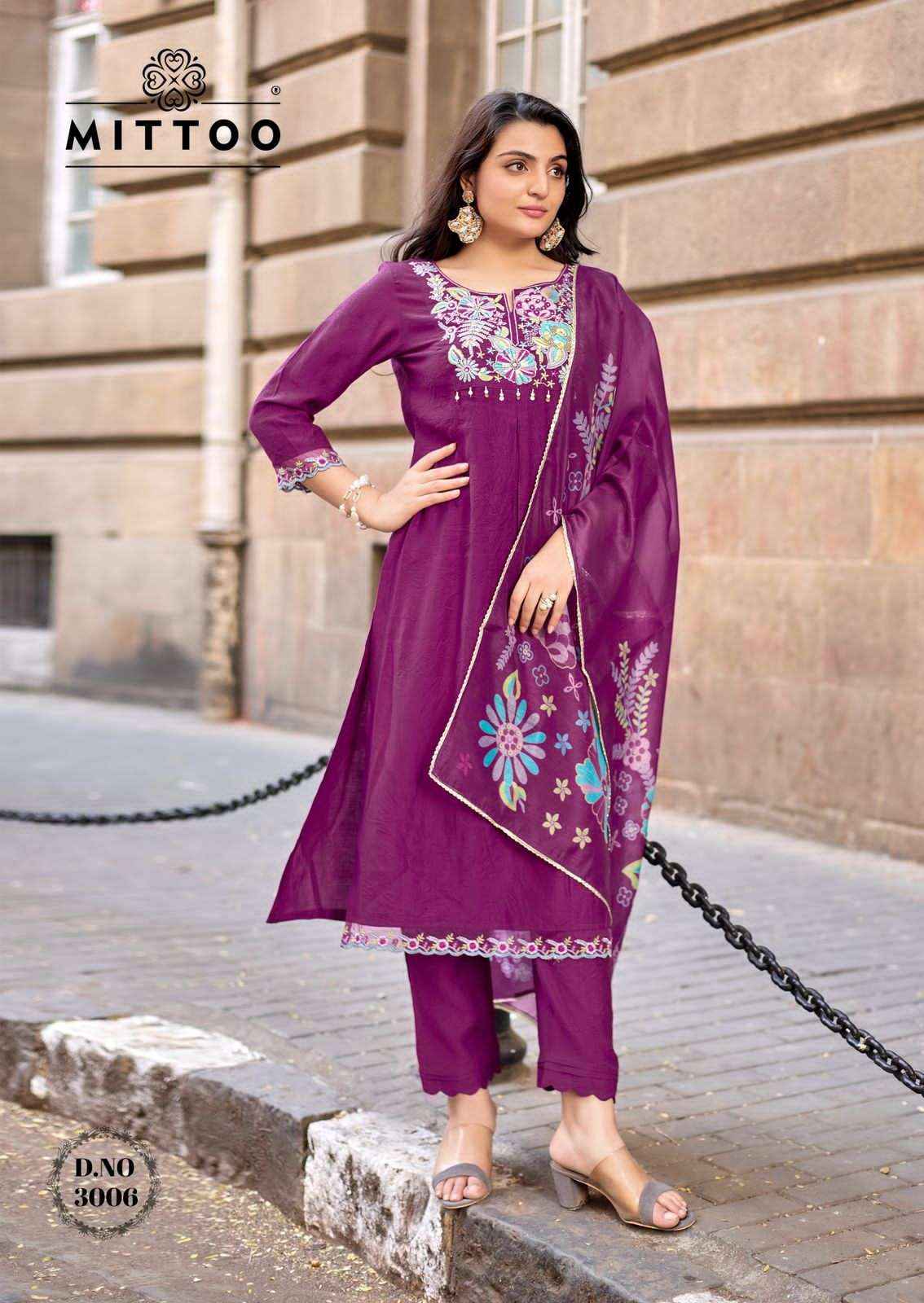 Mittoo Aarzoo Readymade Fancy 3 Piece Suit _ Surat Wholesale Market Price ( 6 Pcs Catalog )