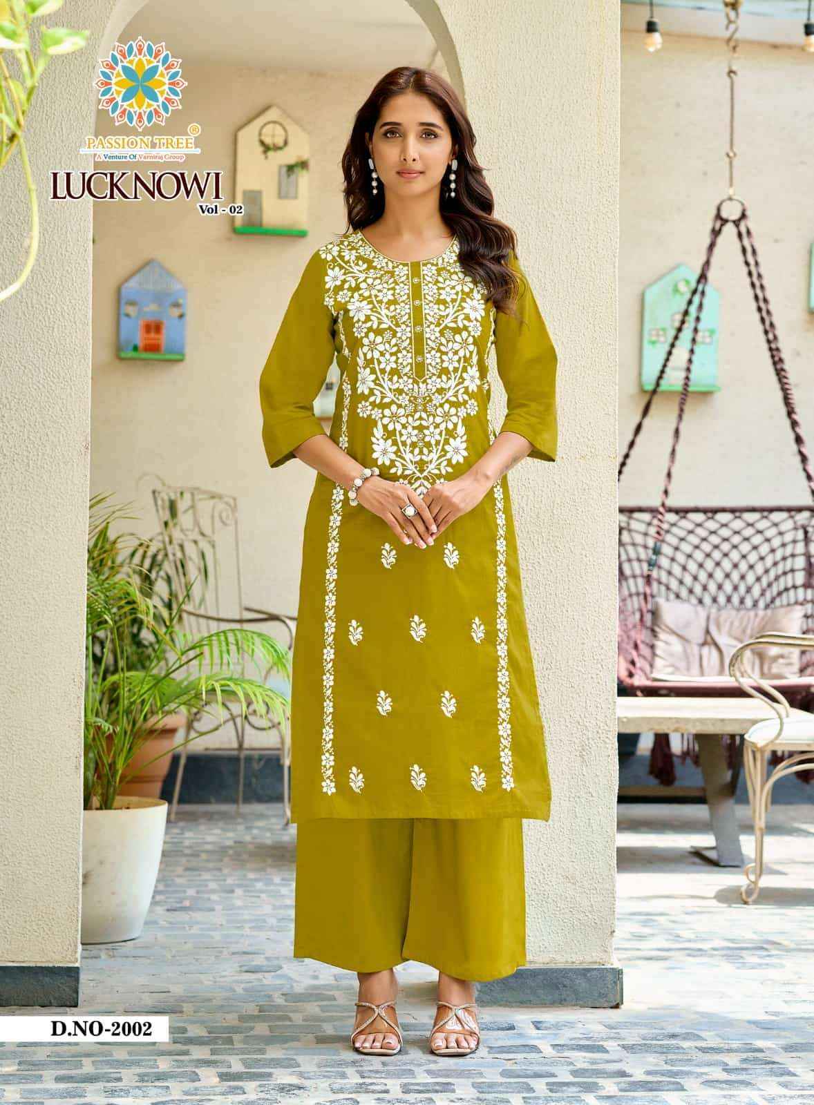 Passion Tree Lucknowi Vo 2 Premium Style Kuri Palazzo Pair Set _ Surat Wholesale Textile Price ( 8 Pcs Catalog )