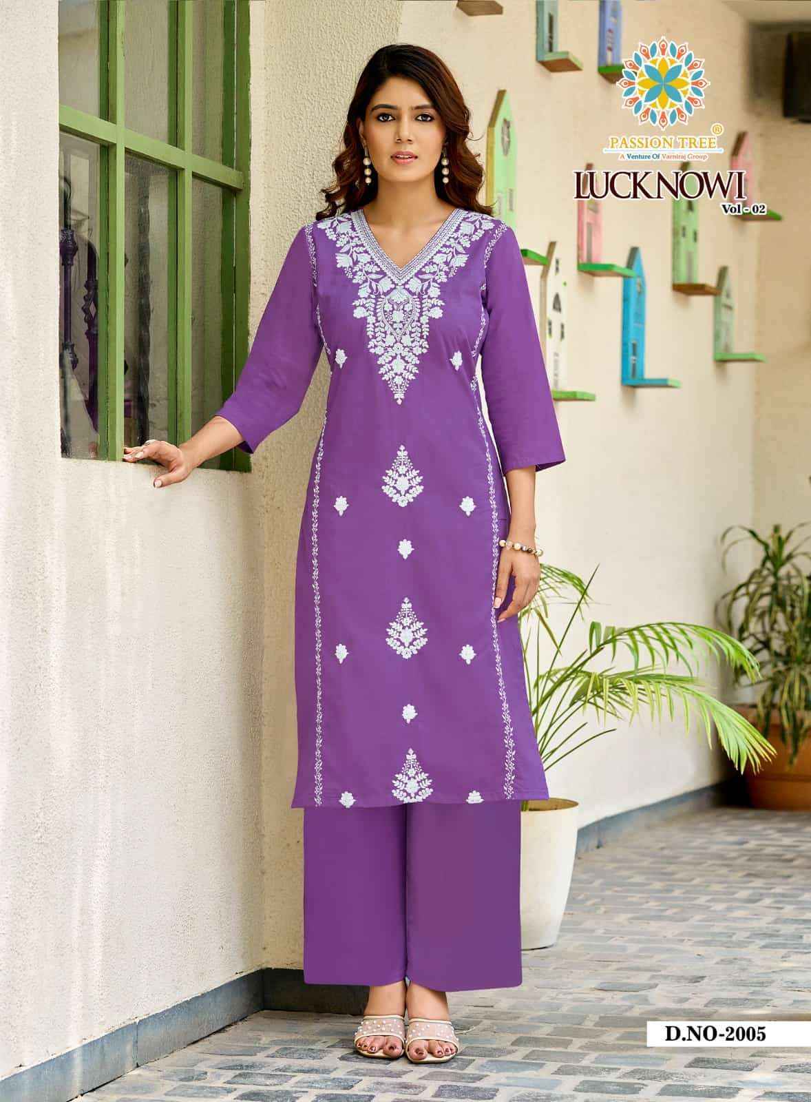 Passion Tree Lucknowi Vo 2 Premium Style Kuri Palazzo Pair Set _ Surat Wholesale Textile Price ( 8 Pcs Catalog )