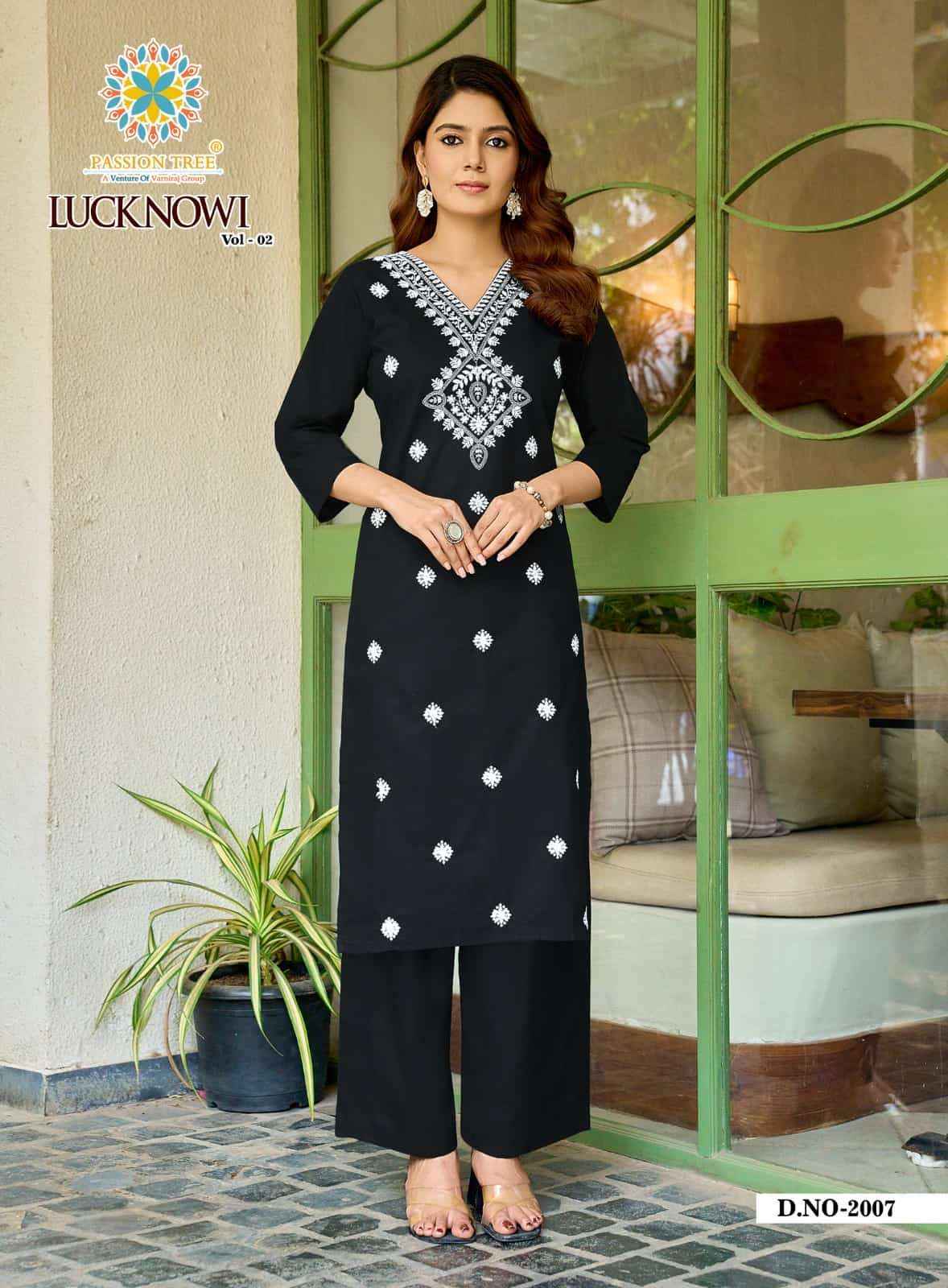 Passion Tree Lucknowi Vo 2 Premium Style Kuri Palazzo Pair Set _ Surat Wholesale Textile Price ( 8 Pcs Catalog )