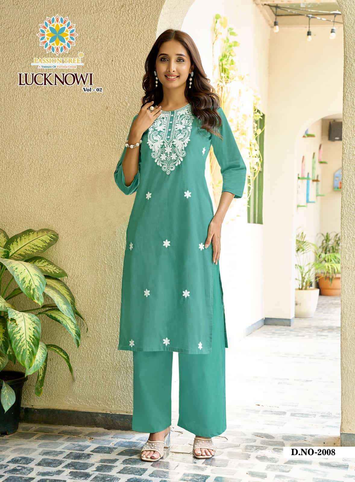 Passion Tree Lucknowi Vo 2 Premium Style Kuri Palazzo Pair Set _ Surat Wholesale Textile Price ( 8 Pcs Catalog )