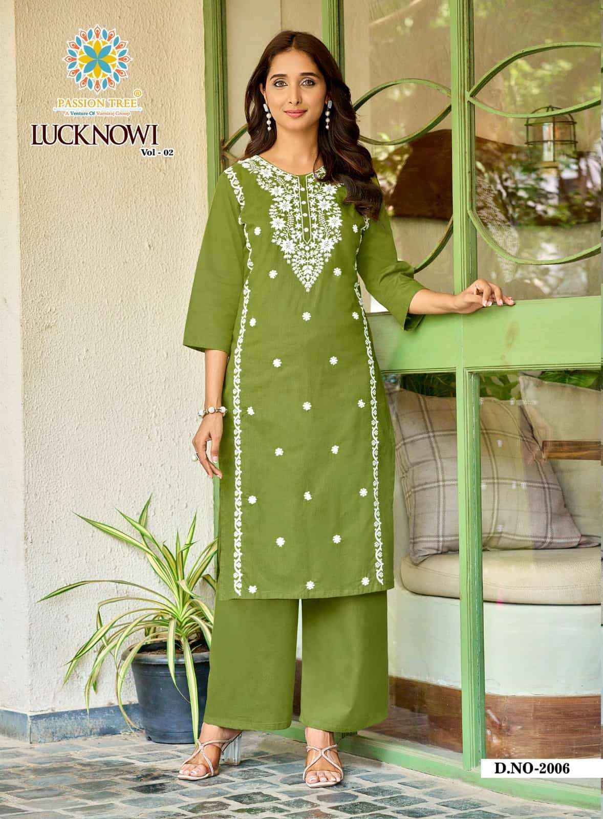 Passion Tree Lucknowi Vo 2 Premium Style Kuri Palazzo Pair Set _ Surat Wholesale Textile Price ( 8 Pcs Catalog )