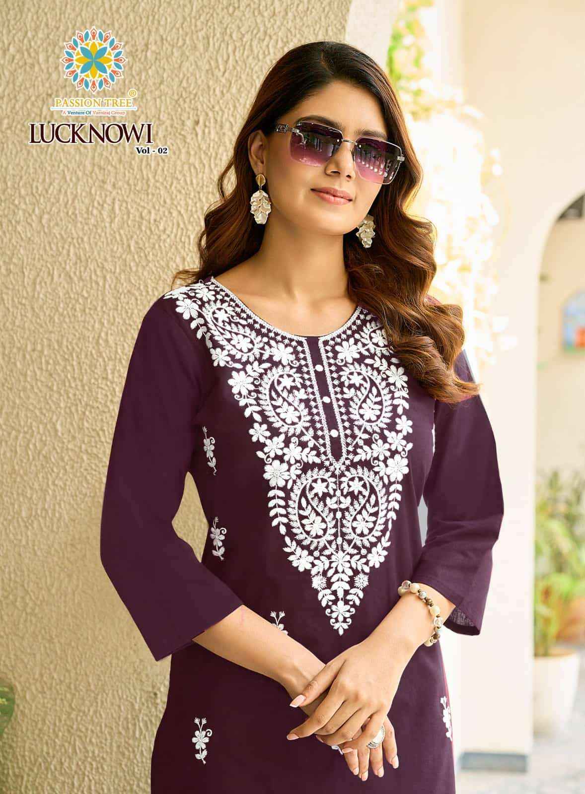 Passion Tree Lucknowi Vo 2 Premium Style Kuri Palazzo Pair Set _ Surat Wholesale Textile Price ( 8 Pcs Catalog )