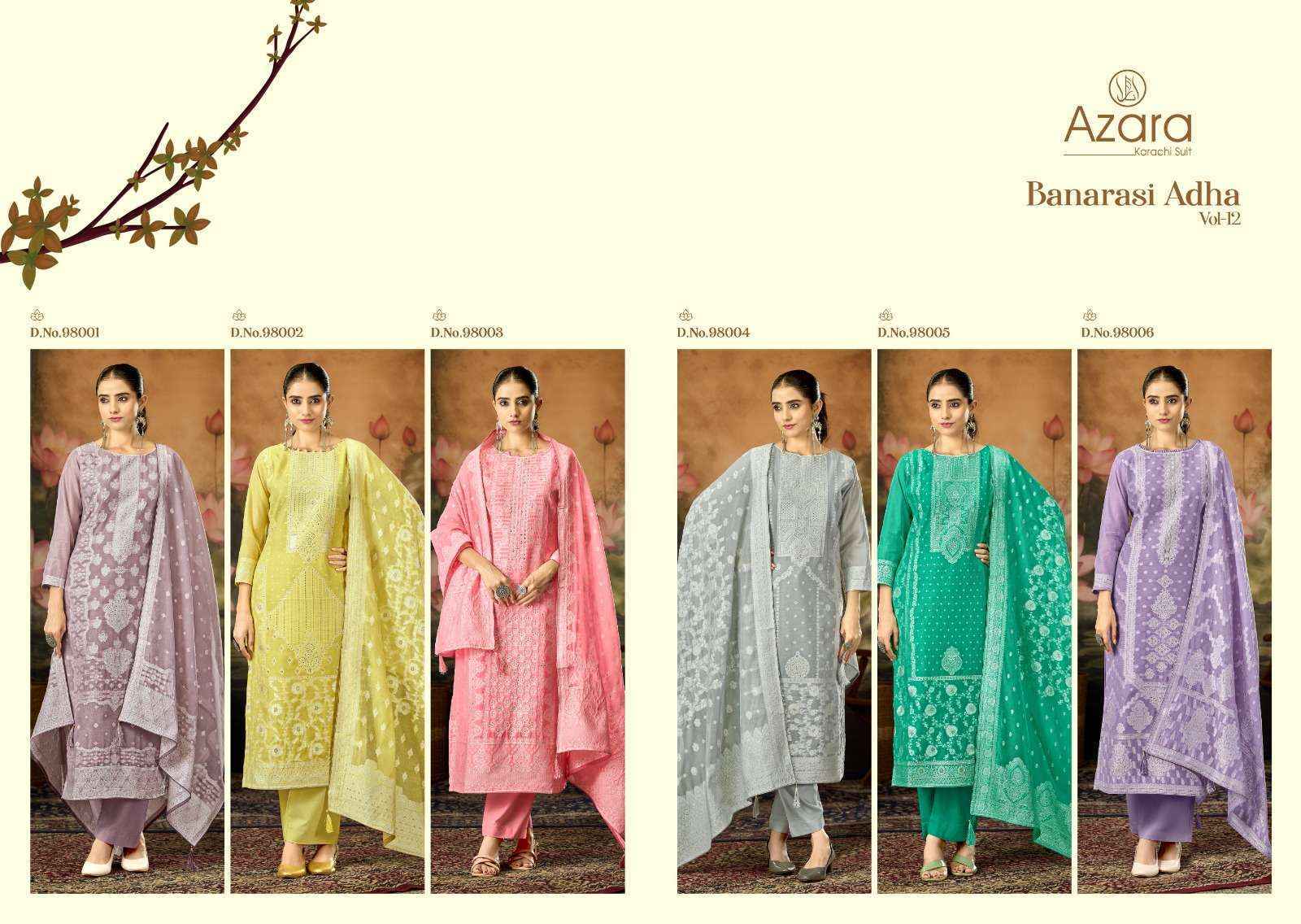 Radhika Fashion Azara Banarashi Adah Vol 12 Cotton Salwar Kameez _ Wholesale Textile Market ( 6 Pcs Catalog )