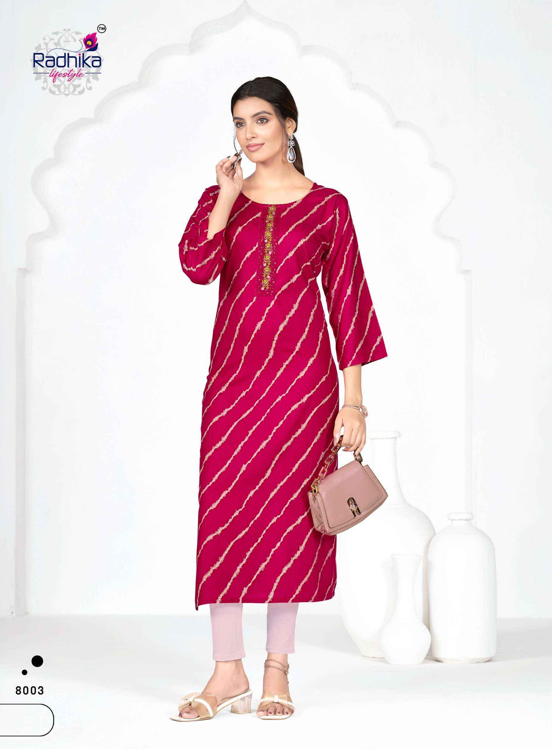 Radhika Lifestyle Alisha Vol 8 Kurti Wholesale Brand Surat ( 9 pcs Catalogue )