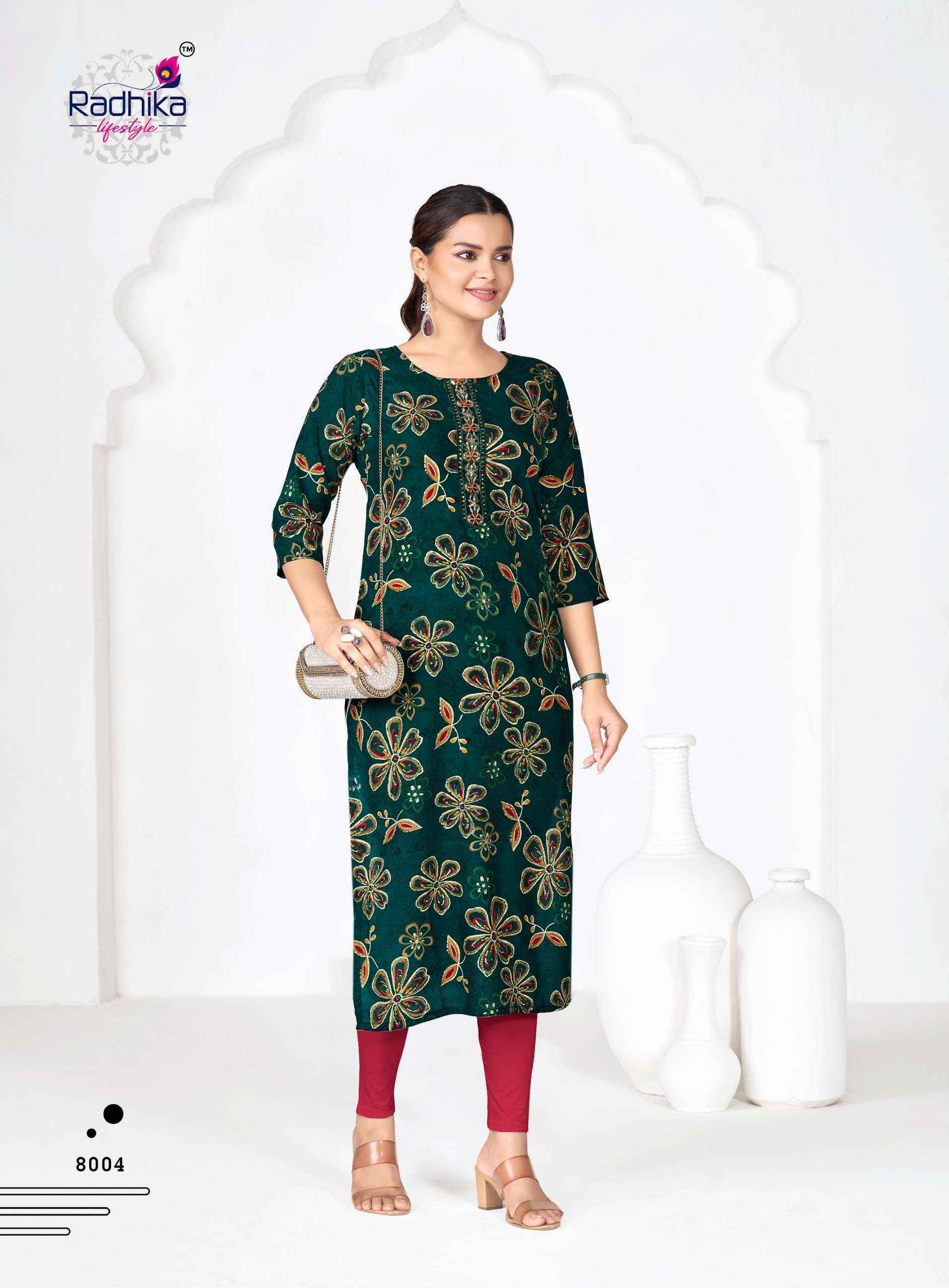 Radhika Lifestyle Alisha Vol 8 Kurti Wholesale Brand Surat ( 9 pcs Catalogue )